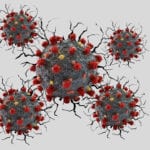 coronavirus molecule on a grey background