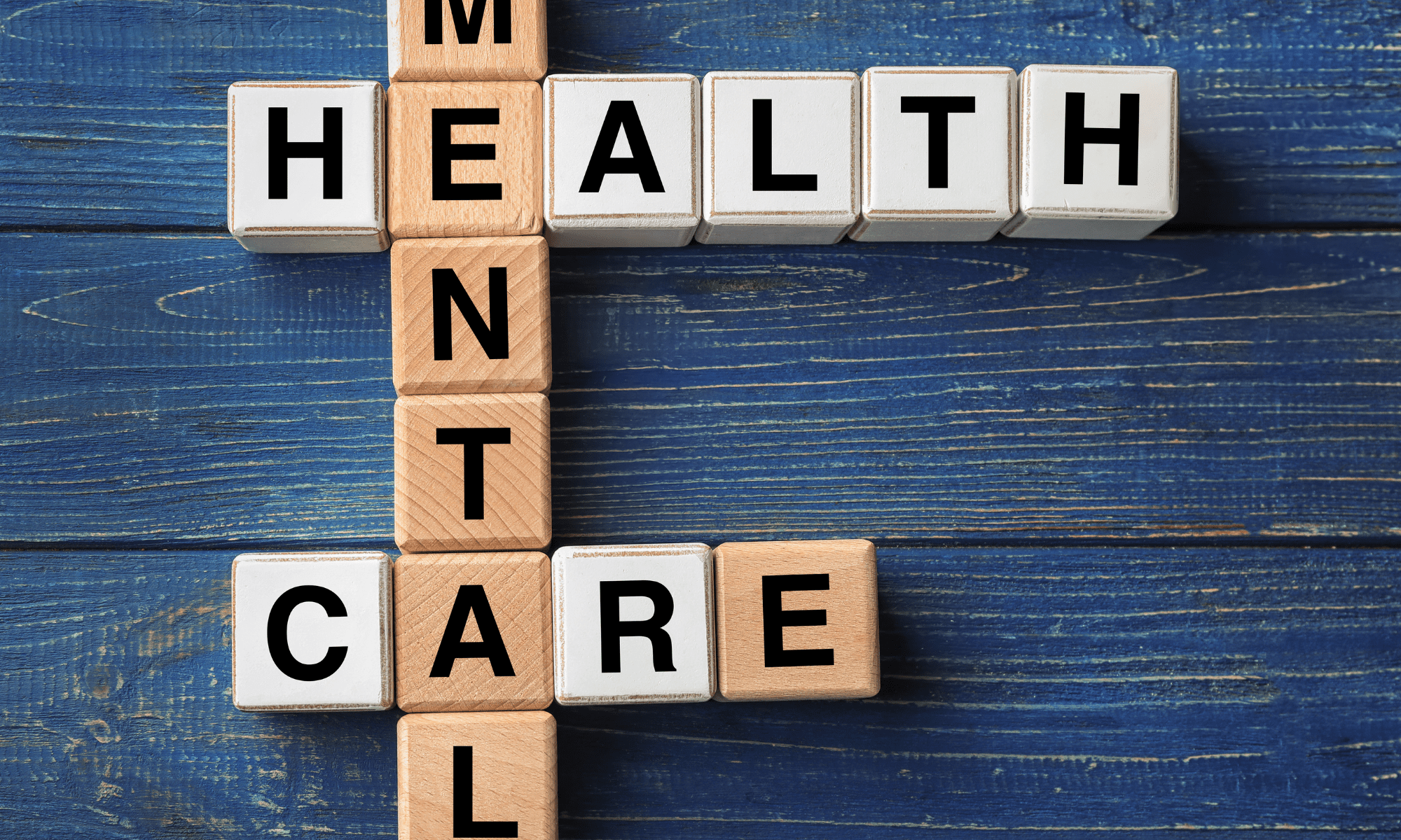 mental health care word tiles