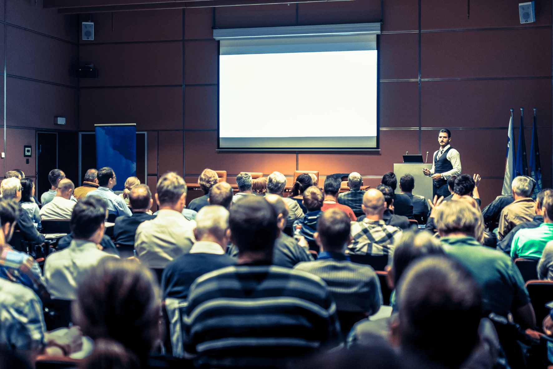 Oral presentation in auditorium