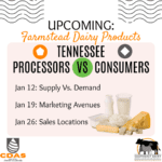 Upcoming comparison of Tennessee farmstead dairies and consumer desires. Release dates are January 12, 19, 26.